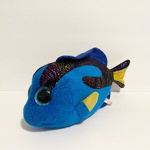 Ty Aqua Blue Fish Plush 12” Shimmer Beanie Baby Boo Stuffed Animal Toy Glitter
